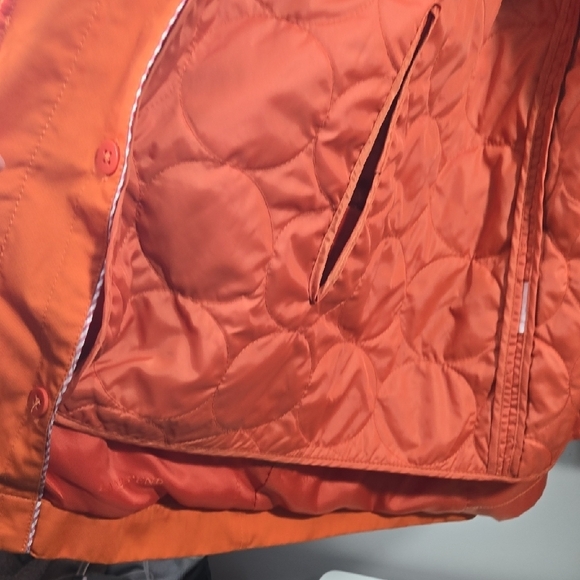 Lands' End Orange Trench Coat Lightweight Casual - Picture 4 of 8